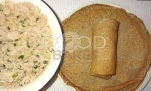 Блинчики из цельнозерновой муки с рисом и тунцом под сырным соусом рецепт шаг 19