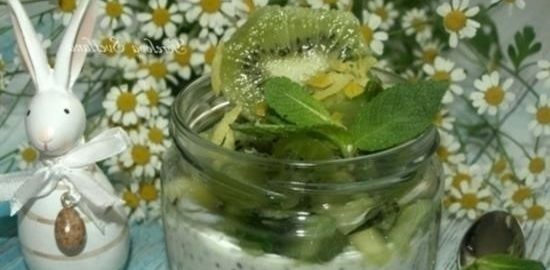 Чиа-пудинг с киви, мятой и лимоном кулинарный рецепт