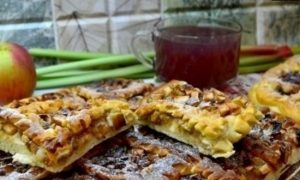 Пирог с яблоками и ревенем кулинарный рецепт