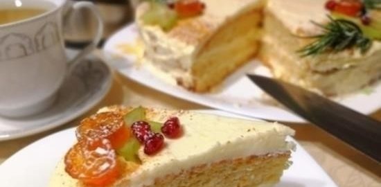 Бисквитный торт с творожно-сливочным кремом кулинарный рецепт