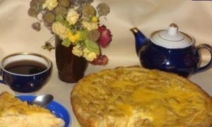 Пирог из творожного теста с тыквенным суфле и яблоками кулинарный рецепт