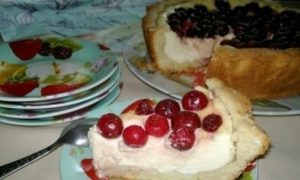 Пирог с творогом и вишней кулинарный рецепт