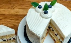 Торт с миндалем и сливочным суфле кулинарный рецепт