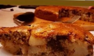 Грушевый пирог с шоколадом, корицей и мускатным орехом кулинарный рецепт