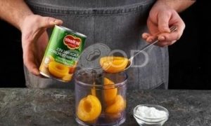 Чизкейк с консервированными персиками без выпечки рецепт шаг 12